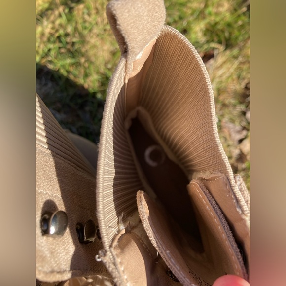 Journee Women's Tru Comfort Kassia Lace Up Stacked Heel Faux Suede Booties Taupe - Picture 10 of 16